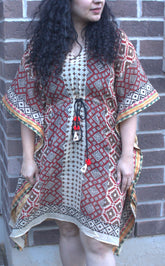 Beige and rust geo kaftan